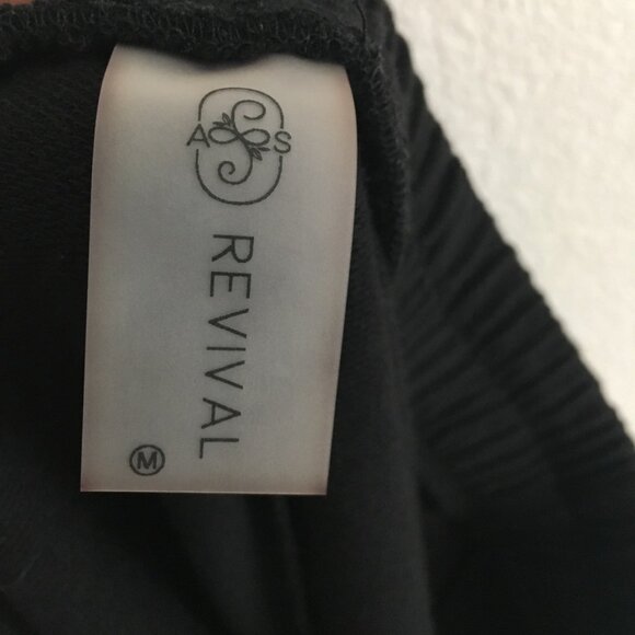 AS REVIVAL Mini Skirt Pull On Elastic Band Waist Womens Medium Black Made in USA - Picture 7 of 9